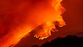 Spectacular footage of Mount Etnas mesmerising nighttime eruption [upl. by Ahsemed]