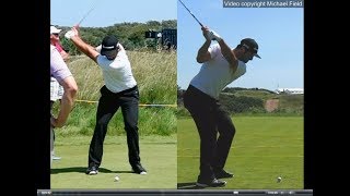 Jon Rahm golf swing  Long Iron faceon amp downtheline July 2017 [upl. by Eycal778]