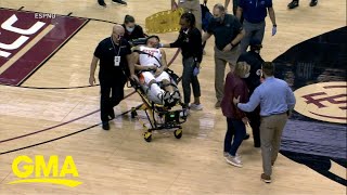 College basketball player collapses on court l GMA [upl. by Drhcir]