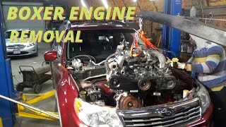 How to Remove a Boxer Engine from a Subaru Forester [upl. by Yevreh]