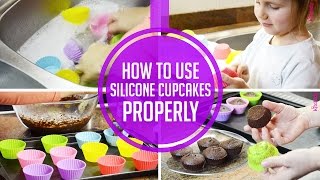 Rainbow Silicone Cupcake Liners by Kitchidy  How to use silicone cupcakes properly [upl. by Nesyaj]