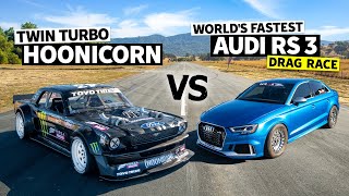 8Second AWD Audi RS 3 vs Ken Block’s 1400hp AWD Ford Mustang Hoonicorn [upl. by Wharton588]