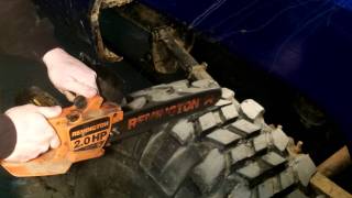 Easy tire cutting and grooving CHAINSAW [upl. by Sarnoff]