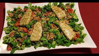 Feldsalat mit Seehechtfilets aus dem Ofen  Low Carb Salat [upl. by Alastair]