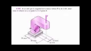 Resistencia de Materiales carga excéntrica ejercicio 4102 Beer and Johnston [upl. by Elicul]