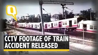 CCTV Footage Shows Collision of Two Trains at Kacheguda Railway Station  The Quint [upl. by Hpsoj]