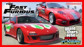 GTA 5 Doms Fast and Furious Mazda RX7  Annis ZR350 REPLICA BUILD [upl. by Ahsac483]