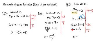 Matematik 2 Omskrivning av formler lösa ut variabel [upl. by Chaffin]