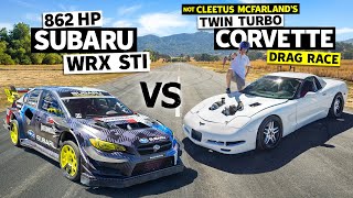 Cleetus McFarland vs Travis Pastrana Twin Turbo vette vs Gymkhana 2020 Subaru STI [upl. by Chloe]