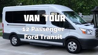 Large Family Van Tour 12 Passenger Ford Transit Medium Roof [upl. by Yelloh]