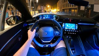 New PEUGEOT 508 PSE 2022  night POV test drive amp FULL REVIEW 360 HP hybrid [upl. by Rahcir]