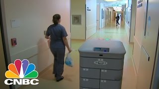 Robot Hospital Couriers At UCSF Medical Center  CNBC [upl. by Aehsel]