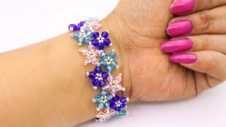 Cinderella BraceletGorgeous Bicone Flower BraceletEasy Bicone Bracelet TutorialBeaded Bracelet [upl. by Kin]