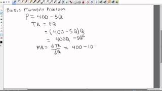 Monopoly Profit Maximization with Calculus [upl. by Elbart173]