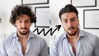 CURLY TO STRAIGHT MENS HAIR TUTORIAL  Rowan Row [upl. by Monsour638]