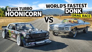 World’s Fastest Donk 1500hp vs Ken Block’s 1400hp AWD Ford Mustang [upl. by Illene]