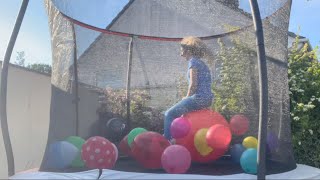 SPACE HOPPER AND BALLOON CHALLENGE ON THE TRAMPOLINE [upl. by Amrak]