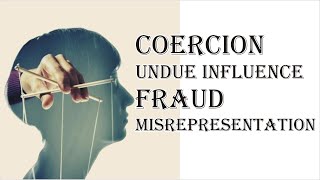 Coercion Undue Influence Fraud Misrepresentation  Indian Contract Act 1872  Law Guru [upl. by Alegna146]