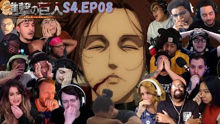 SASHAS DEATH amp EREN REACTION  ATTACK ON TITAN SEASON 4 EPISODE 08 ULTIMATE REACTION COMPILATION [upl. by Elvyn]