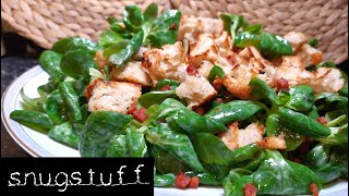 Feldsalat mit Croutons und knusprigen Speckwürfeln Rezept  Episode 0072 [upl. by Ecinhoj]