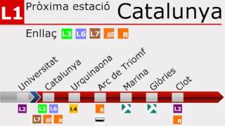 Megafonía del Metro de Barcelona Línia1 Roja—バルセロナ地下鉄1号線自動放送 トレインビジョン付き [upl. by Kyred]