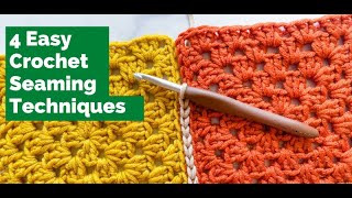 HOW TO JOIN CROCHET SQUARES AND SEAMS 4 Easy Crochet Seaming Techniques for Beginners [upl. by Costanzia]