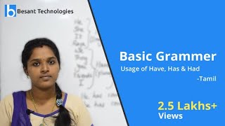 Basic grammar usage of Have Has amp Had in Tamil  Besant technologies [upl. by Sadirah]