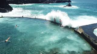 Los Gigantes en Tenerife  Awesome Wild Water Action in Natural Pool [upl. by Maya]