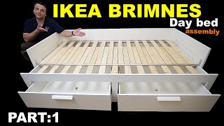 IKEA BRIMNES Day bed assembly instructions  PART 1 [upl. by Atikir]