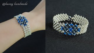 DIY elegant beaded bracelet with seed beads and swarovski bicone beads [upl. by Terrag]