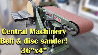 Central Machinery 4quot x 36quot Belt 6quot Disc Sander  97181 Use and Sand Paper Change [upl. by Theressa]