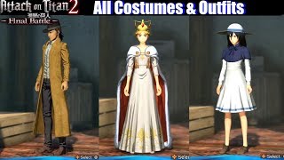 AOT 2 Costumes amp Outfits Unlockable amp DLC  Attack on Titan 2 Final Battle [upl. by Barram]