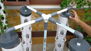 DIY  How to make Vertical Hydroponic System using 4 Towers Part 2  hydroponic farming at home [upl. by Philbrook]