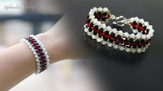 Beaded bracelet with bicone and seed beads How to make jewelry [upl. by Bigler]