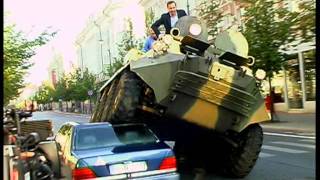 Vilnius Mayor AZuokas Fights Illegally Parked Cars with Tank [upl. by Idaline]