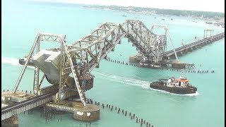 Pamban Rail Bridge Rameshwaram Opens up for Ship Crossing [upl. by Ainattirb]