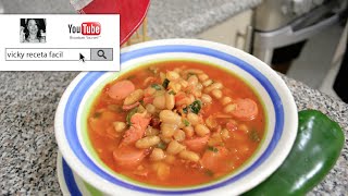 FRIJOLES CHARROS  Vicky Receta Facil [upl. by Idihc822]