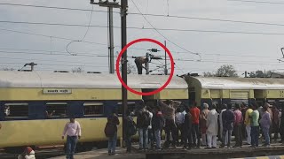 Accident Happens  A Man on The Roof of Train  Panto Touches Train [upl. by Rramed7]