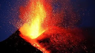 Mount Etna explodes showering BBC crew with rocks and magma [upl. by Landa]