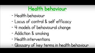 Health behaviour  key concepts [upl. by Eeslek181]