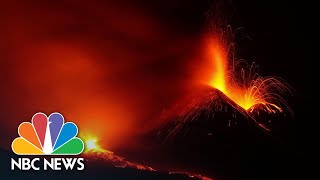 WATCH Video Shows Mount Etna Erupting For 17th Time Since February  NBC News NOW [upl. by Culosio]