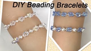 Easy DIY Beading Bracelets with Swarovski Pearls and Swarovski Crystal Bicone Beads [upl. by Neersin]