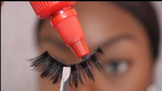 Easy Eyelash Tutorial  How To Apply Strip Lashes [upl. by Ozmo]