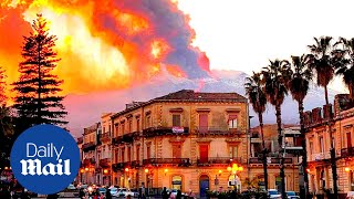 Mount Etna eruption Huge column of smoke rises over Sicily from volcano [upl. by Kcered271]