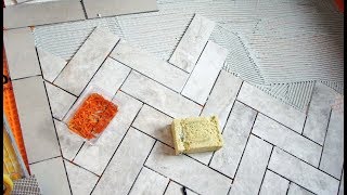 How To Install A Diagonal Herringbone Tile floor [upl. by Dorca837]