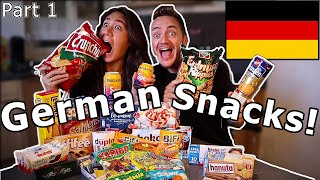 American Girlfriend Tries GERMAN SNACKS amp CANDY Part 1 [upl. by Tizes782]