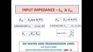 INPUT IMPEDANCE  SHORT amp OPEN LINES  EM WAVES AND TRANSMISSION LINES PREVIOUS PAPERS [upl. by Ayekel]