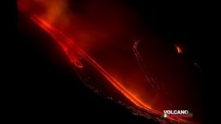 Etna erupts on Christmas Eve 2018 huge lava flow travels into Valle del Bove [upl. by Sollows]