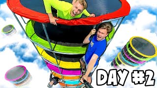 LAST TO LEAVE GIANT TRAMPOLINE TOWER WINS deleted video [upl. by Baudin]