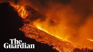 Mount Etna illuminates night sky with lava fountain [upl. by Eltrym274]